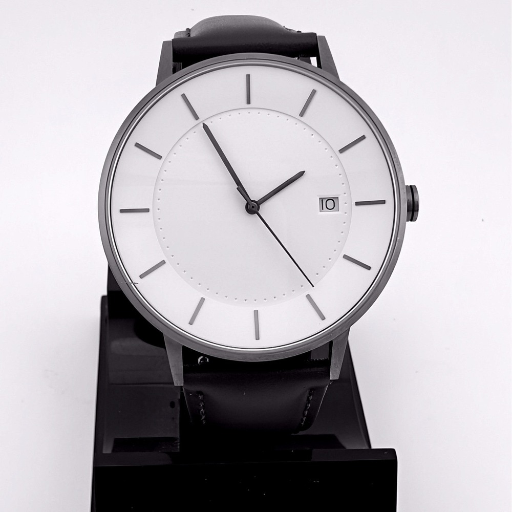Linjer Model 02-GU 41mm Swiss Quartz Sapphire Crystal Gunmetal Minimalist Watch